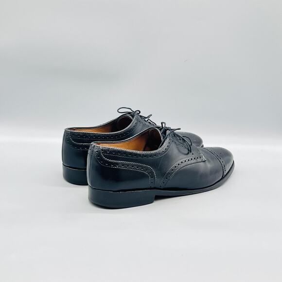 Allen Edmonds Shoes Mens 8.5 Black Leather Sanford Cap Toe Oxford Dress Brogue main image 4
